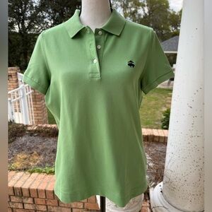 Brooks Brothers 346 Slim Fit Polo Shirt Women Large Green Stretch Cotton Preppy